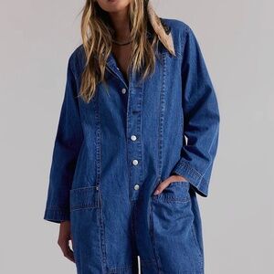 Free People We The Free Margarita Denim Jumpsuit Size Small